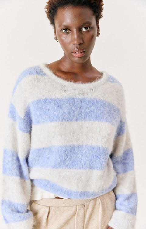 American Vintage - NIBY STRIPED PULLOVER - RAYURES GIVRE / sweater