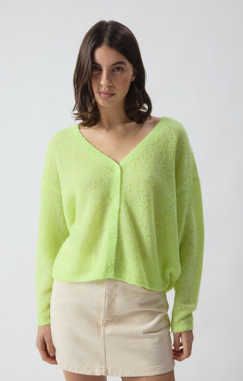 American Vintage - Nuggy vest v-neck - Citronnade fluo chine