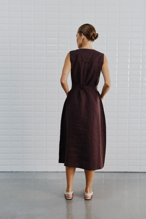 With Black - WBLHELENA SL MIDI - CHOCOLATE / jurk