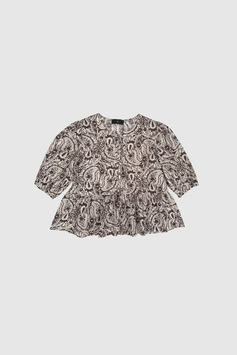 With Black - WBLAMINA TIE FRONT - PAISLEY PRINT / top