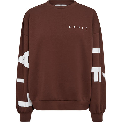 HAUTE L'AMITI? - HL10413 MAXI SPLIT LOGO sweater - Mocca