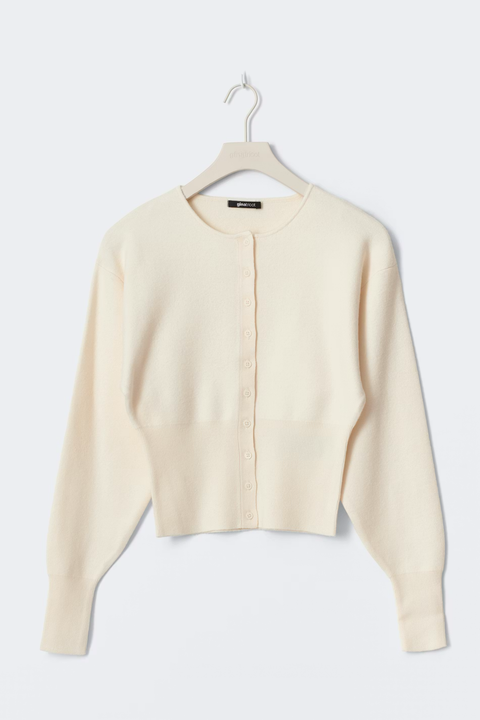 Gina Tricot - Shaped knitted cardigan - Gardenia / top