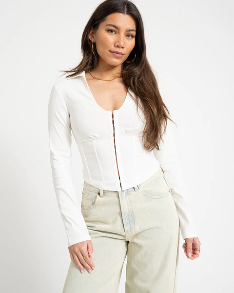 Gina Tricot - Hook and eye shirt - Off White
