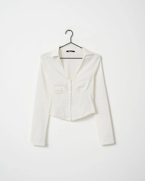 Gina Tricot - Hook and eye shirt - Off White