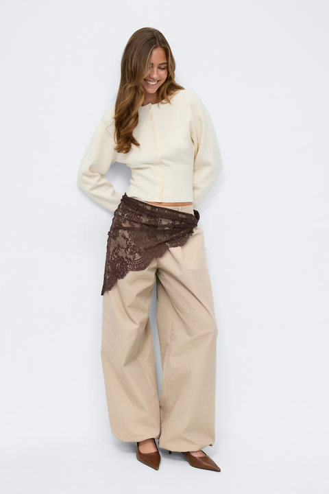 Gina Tricot - Shaped knitted cardigan - Gardenia / top